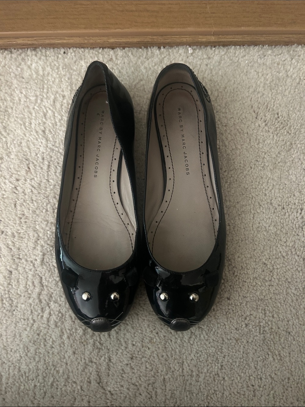 Marc by Marc Jacobs Black Patent Cat-Toe Ballet Flats
